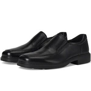 Ecco Helsinki 2.0 apron toe black leather slip on shoes men size 43/9-9.5 dressy